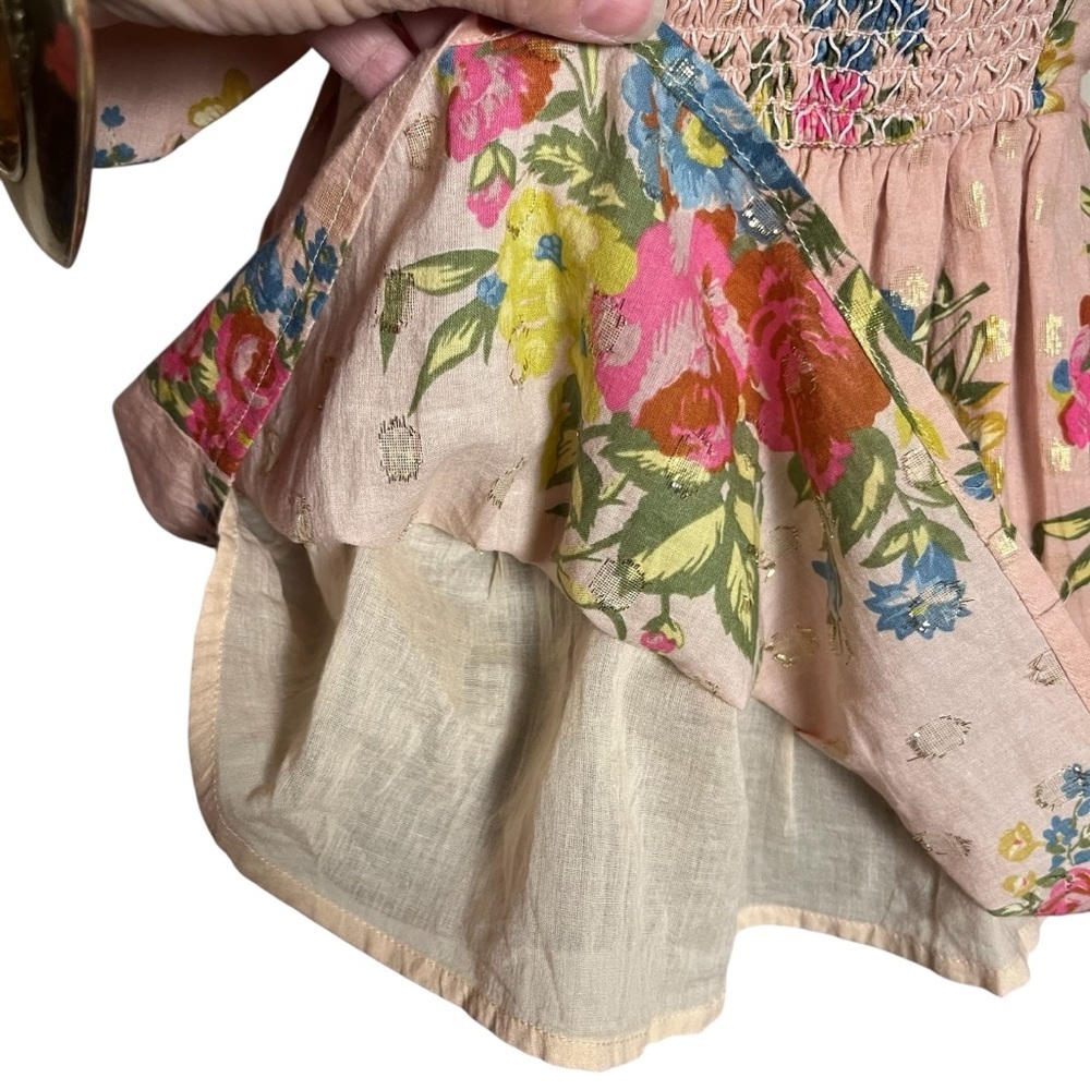 Anthropologie Love The Label Rosette Babydoll Blouse Floral Print Peasant Size M - Picture 3 of 13